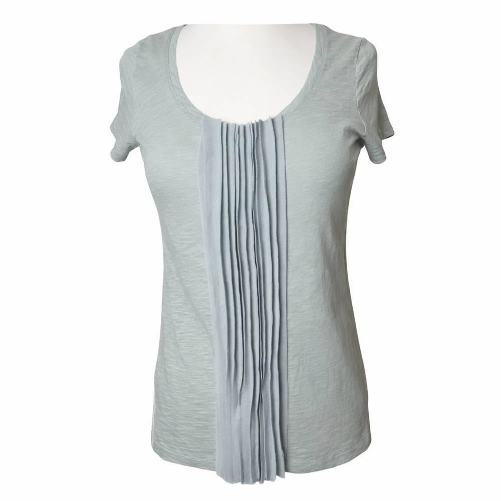 Talbots Ruffle Front Cotton Tee Small Petite Short Sleeve Top - Picture 1 of 3